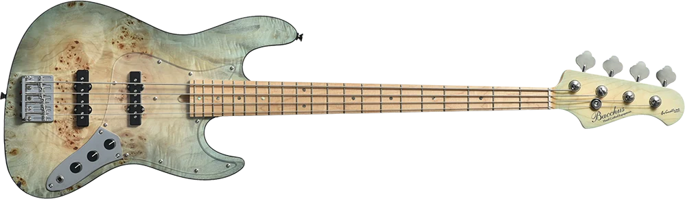 Bacchus 4-saitiger E-Bass mit Maserholz-Decke und Ahorngriffbrett