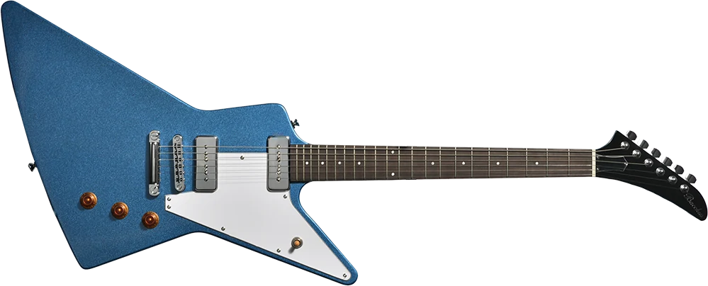 Bacchus E-Gitarre in Blau-Metallic mit weißem Schlagbrett